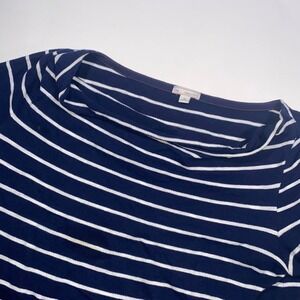 Gap Navy White Striped Boat Neck Long Sleeve Drawstring Waist Knit Dress Medium